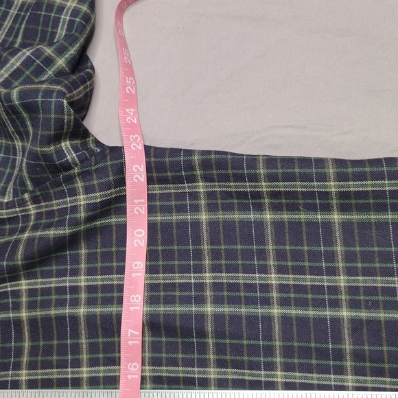 Montbell Plaid Button Up Shirt Cropped Women's Green Blue Tartan Plaid Wool - Picture 9 of 10